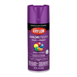 KRYLON K05536007 COLORMAXX PAINT + PRIMER GLOSS RICH PLUM 12 OZ INDOOR-OUTDOOR