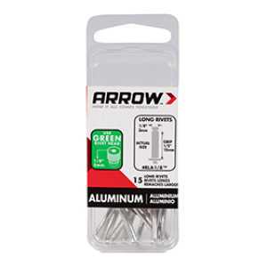 ARROW FASTENER RLA1/8 1/8" LONG ALUMINUM RIVET 1/2" GRIP - 15 PACK
