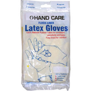 HANDCARE H103 LARGE FLOCKED LINED LATEX GLOVES YELLOW