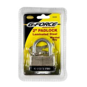 G-FORCE 60286 2" WARDED KEY STEEL LAMINATED PADLOCK