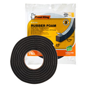 FROST KING R538A 12216 3/8" X 5/16" X 10' SPONGE RUBBER FOAM WEATHERSEAL TAPE
